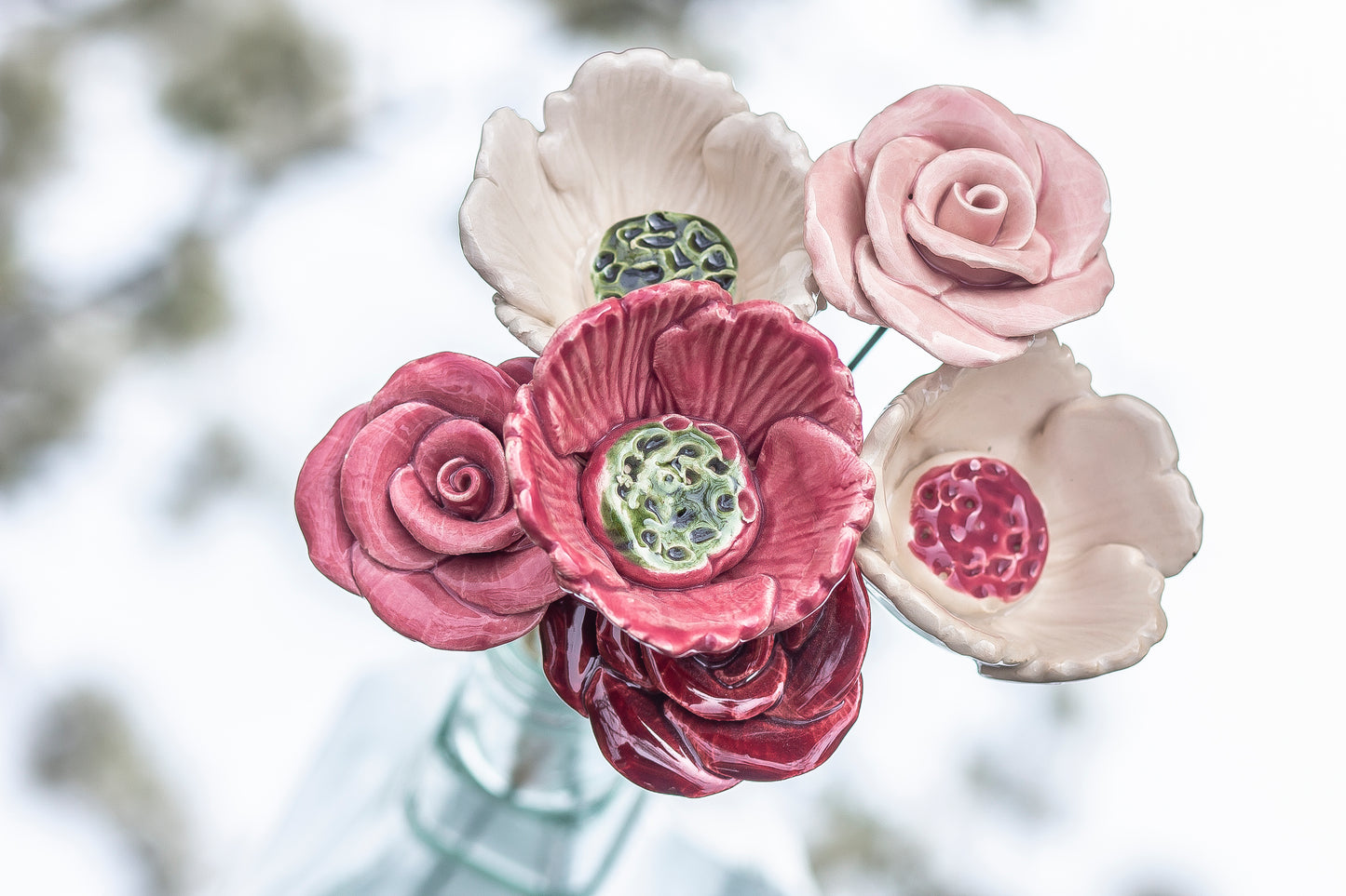 Rosen-Mohn-Strauß (6 Stück)