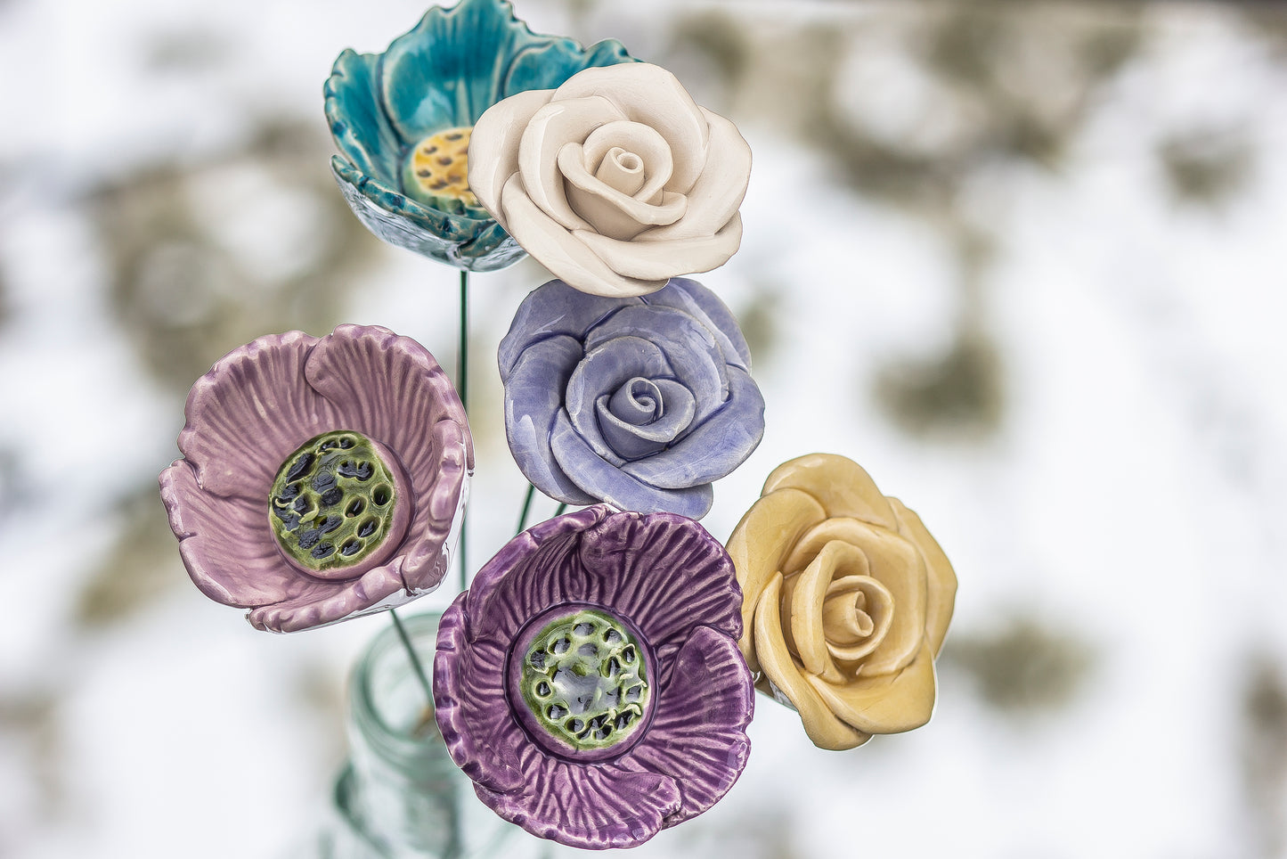 Rosen-Mohn-Strauß (6 Stück)