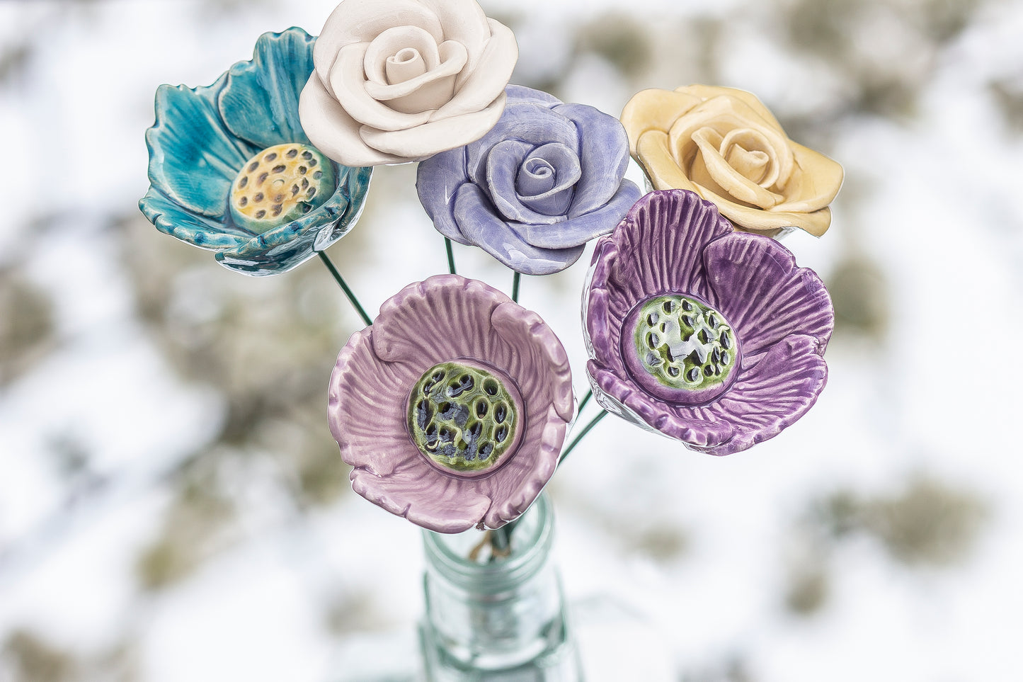 Rosen-Mohn-Strauß (6 Stück)