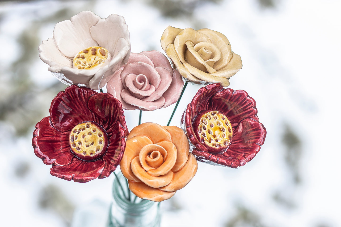 Rosen-Mohn-Strauß (6 Stück)