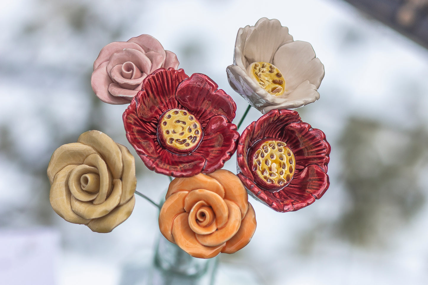 Rose-Poppy Bouquet (6 pieces)